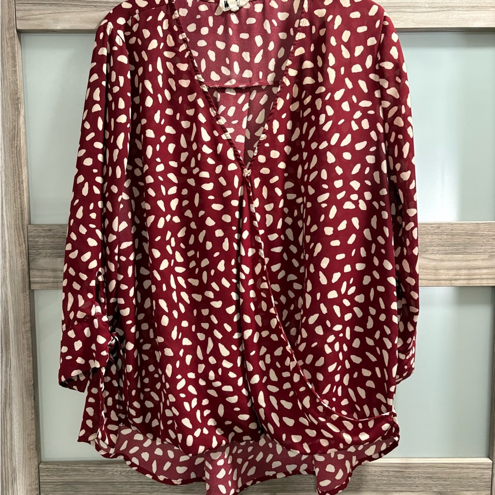Stitch Fix  Burgundy Patterned Blouse